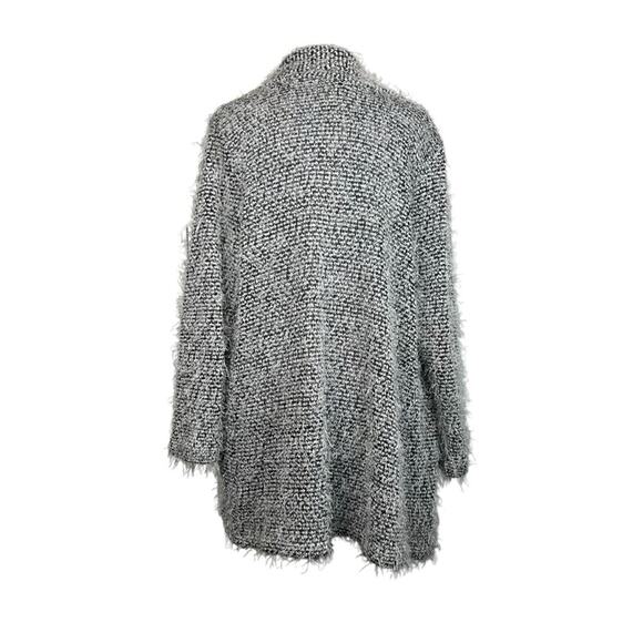 Ruby Rd. Cardigan Sweater Womens Size S Black White Soft Oversized Fit Fuzzy - Picture 3 of 8